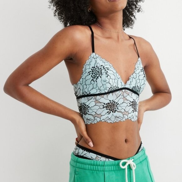 aerie Other - NWT Aerie Midnight Lace Padded Longline Bralette Bra Blue Size Medium M NEW